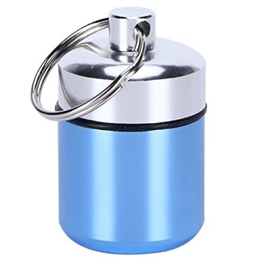 Imagem de Pissente Medicina, Caixa de Ligas de Alumínio Mini Recipiente de Comprimidos Hermético à Prova D'Água Com Vedação de O-Ring para Piscina, Sauna, Natação e Viagens (Azul claro)