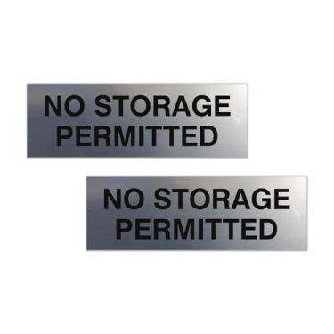 Imagem de Signs ByLITA Placa básica sem armazenamento permitido | Fita de espuma poderosa (prata escovada) - Pacote pequeno com 2