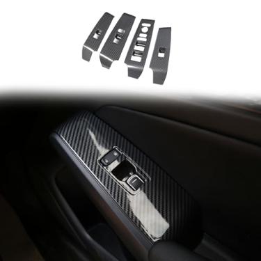 Imagem de Arcoche Capa de tira de painel de porta lateral interior para Honda Civic 2022 2023 2024 2025 2026 Honda Civic capa de botão de interruptor 4 peças compatíveis com acessórios Civic de 11ª geração