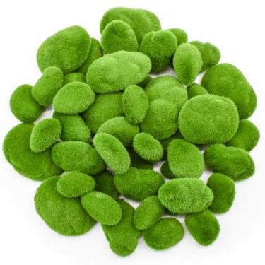 Imagem de Bacucine 30 peças de pedras artificiais de musgo decorativas, 3 tamanhos, bolas de musgo verde falso, decoração para arranjo floral, casamento, decoração de casa, jardim de fadas e artesanato (50)
