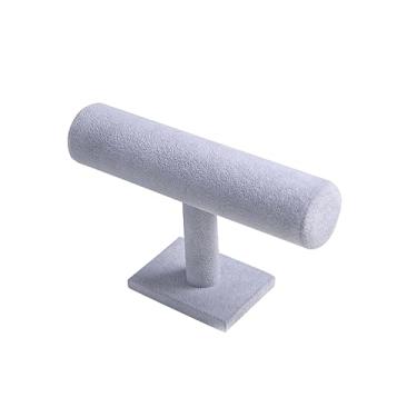 Imagem de Coward T-Bar Suporte de pulseira organizador de joias expositor de joias suporte de relógio para armazenamento de organização doméstica (veludo cinza)