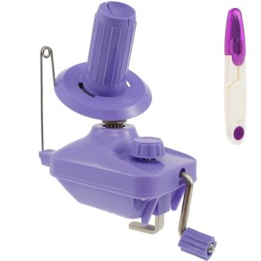 Imagem de Enrolador de fios, enrolador de bolas de fio de tricô, suporte de enrolador de lã de tricô, enrolador de mesa rápido, enrolador de bolas de fio de tricô giratório com tesoura para fio de fibra de lã