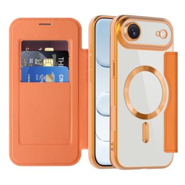 Imagem de Asdsinfor Capa flip para iPhone 17 Air Clear Shell Capa de couro galvanizada resistente 360 proteção sem fio com compartimento para cartão antideslizante capa carteira para Apple iPhone 17 Air