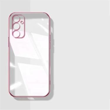 Imagem de Capa de silicone transparente com revestimento de luxo para Samsung Galaxy A56 A36 A26 A16 A06 A55 A35 A25 A15 A54 A34 A24 A14 (para Samsung A05/rosa)