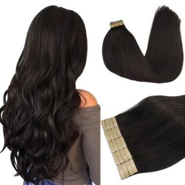 Imagem de Extensões de cabelo DOORES Tape em Remy Human Hair Dark Brown