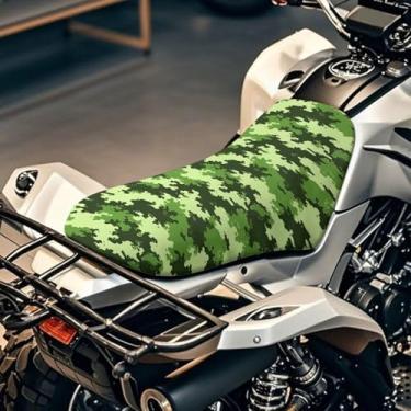 Imagem de Semiouray Capa de assento militar camuflada para quadriciclo verde claro irregular camuflagem impermeável respirável poliéster macio, camuflagem militar compatível com quadriciclo pequeno para