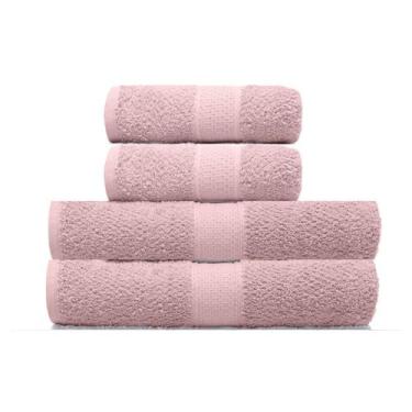 Imagem de Kit Toalha Banho e Rosto 4 Peças Dusty Rose 100 Algodão Fio Penteado A