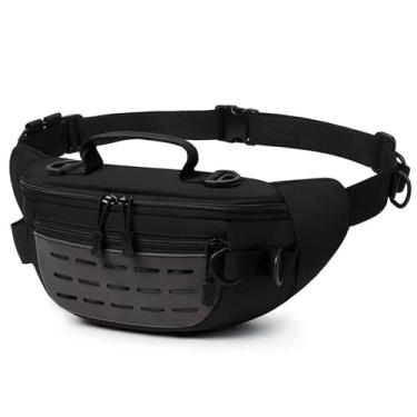 Imagem de Pochete tática para homens e mulheres, bolsa de cintura militar Molle, bolsa utilitária, cinto de quadril, bolsas transversais para ciclismo, caminhadas, pesca, preto 03