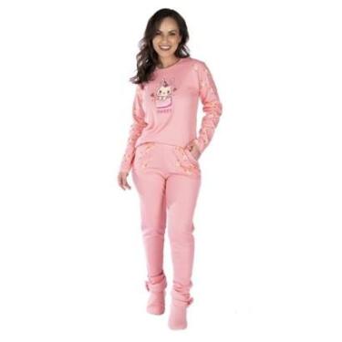 Imagem de Conjunto De Frio Pijama Feminino Victory Tecido Canelado Quentinho Estampado-Feminino
