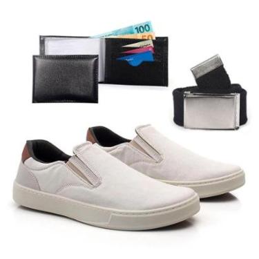 Imagem de Kit Tenis Masculino Casual Iate Com Carteira Cinto Resistente Sapatenis Confortavel Leve Macio-Masculino