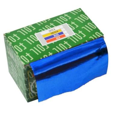 Imagem de Papel Alumínio Azul Para Cabelos Rolo 16 Micras - 01 Unidade