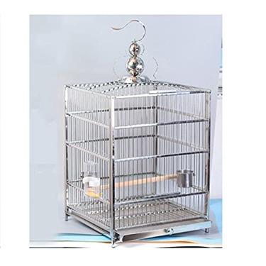 Imagem de Gaiola de pássaro Myna grande gaiola de pássaro de aço inoxidável gaiola de reprodução de periquito preto calopsita peônia papagaio gaiola quadrada para calopsitas, tentilhões ninho de pássaro (cor: C