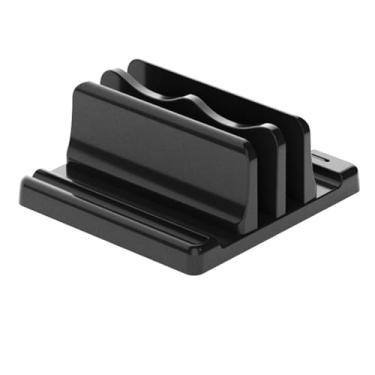 Imagem de VILLCASE Suporte vertical de laptop para mesa, organizador de livros, suporte de resfriamento para laptops de jogos, elegante design preto, suporte de armazenamento para livros e cadernos