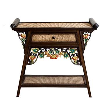 Imagem de hezhuhe2258 Santuário Mesa de oferta estilo chinês de madeira maciça antiga, mesa de incenso, mesa de oferta de altar de Buda simples e moderna, mesa de buda de nicho, mesa de salão de buda estilo