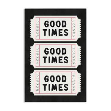 Imagem de Stupell Industries Good Times Tickets em arte de parede em tela preta, design por Lettered and Lined, 91 x 61 cm