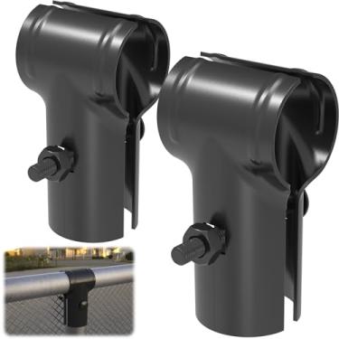 Imagem de ForoGore 2 braçadeiras de trilho de extremidade de 3,5 cm x 3,5 cm, braçadeira de tubo T para tubo OD de 1-5/20.3 cm cerca de elo de corrente trilho de extremidade em T braçadeiras T peças de cerca de