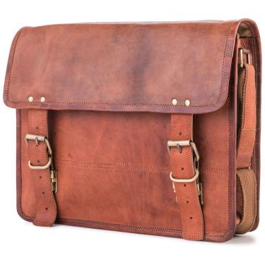 Imagem de Bolsa Maleta de Couro Curtido Vegetal Unissex para Laptop, BERLINER BAGS, Marrom