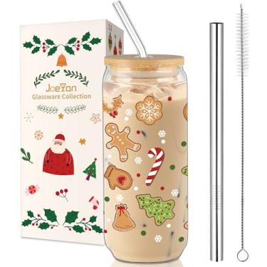 Imagem de Joeyan Copos de Natal de 600 ml, copos de Natal com tampa e canudo, copos de Natal para café gelado matcha cerveja smoothie café gelado, lindos presentes de Natal para mulheres, crianças, colegas
