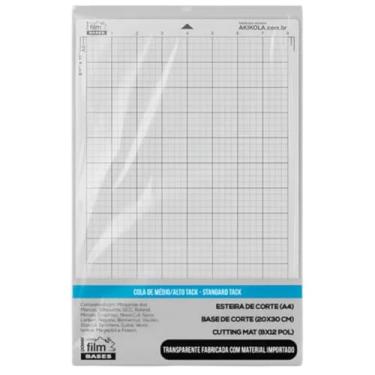 Imagem de Kit 4 Bases de Corte A4 com Cola Médio Tack Compatível com Silhouette Portrait 1, 2, 3 e 4 – Base Adesiva Reutilizável para Plotters de Recorte Power Film Akikola