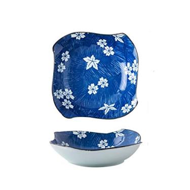Imagem de Prato de serviço prato de jantar de porcelana personalizado, prato de motivos florais adequado para macarrão, sobremesa e lanches, pratos pequenos de aperitivo de 15 cm (cor: 1, tamanho: 2 unidades)