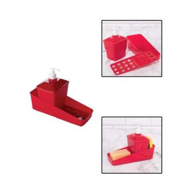 Imagem de Conjunto Porta Detergente Plastico Vermelho - Plasútil