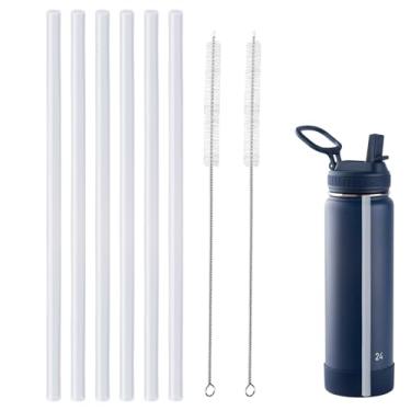 Imagem de Substituição de canudo de garrafa de água compatível com Takeya 680 g, plástico de grau alimentício e livre de BPA, 6 canudos e 2 escovas compatíveis com Takeya