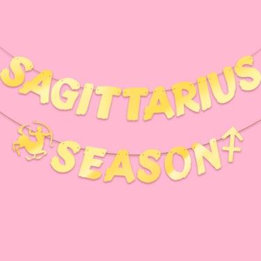 Imagem de Faixa dourada brilhante para a estação do sagitário, faixa de energia grande de Sagitário, decorações de festa de aniversário de novembro/dezembro, decorações de festa de aniversário de 12