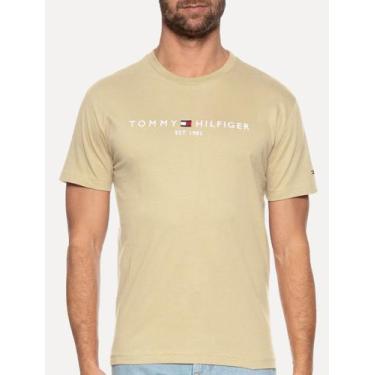 Imagem de Camiseta Tommy Hilfiger Masculina Light Core Logo Tee Cáqui Médio, XXL