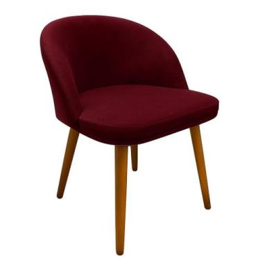 Imagem de Cadeira Pétala Slim Decorativa Tecido Veludo Pés Palito, MARSALA