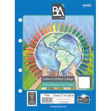 Imagem de Refil para Caderno Argolado/Fichário College 80 folhas Sem pautas Brancas Basic Art - Jandaia
