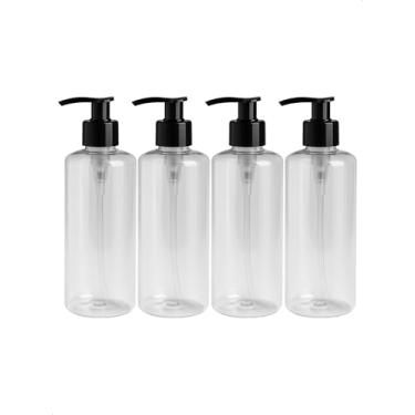 Imagem de Kit 4 Saboneteira Pump Preta Refil Frasco Cilindrico 500ml Creme Shampoo Sabão Liquido Sabonete