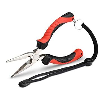 Imagem de Alicates de pesca de aço inoxidável para pesca, resistente a água salgada, anzol, ferramenta de remoção de equipamento de pesca com alicate de cordão (nariz reto)
