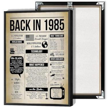 Imagem de Bizabud Back In 1985 Newspaper Vintage Poster 40th Birthday Canvas Wall Art 40 Years Ago Slang And What Happened Prints Painting For Living Room Office Wall Decor 30 x 40 cm sem moldura