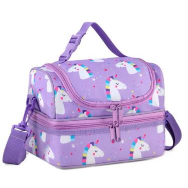 Imagem de Lancheira VASCHY Kids isolada com dois compartimentos Unicorn