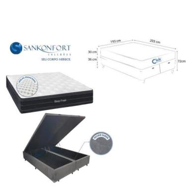 Imagem de Conjunto Cama Box Baú Bipartido King 193x203 Suede com Colchão Sleep F