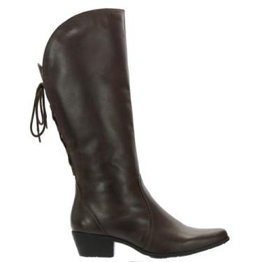 Imagem de Bota montaria feminina em Couro Bico fino Ajuste na panturrilha Cano l