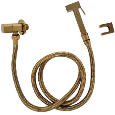 Imagem de Ducha Higienica Dourada Com Derivação Gatilho De Metal