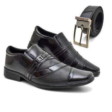 Imagem de Kit Sapato Social Confort Premium Trabalho + Cinto - Giolo, Preto, 42