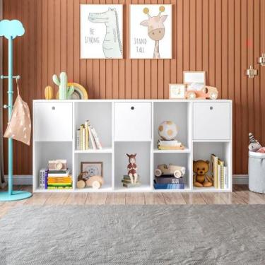 Imagem de Estante Organizadora Maia Com 7 Nichos E 3 Caixas Removíveis Branco - 