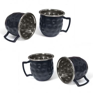 Imagem de Kit 4 Mini Canecas Moscow Mule Martelada Shot Premium 60Ml P