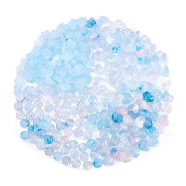 Imagem de Contas de acrílico mistas de cor azul de 120 g, laço redondo coração borboleta contas espaçadoras soltas de acrílico para fazer joias faça você mesmo, colar, pulseira, chaveiro, artesanato