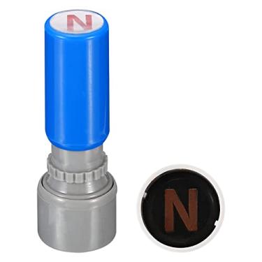 Imagem de Carimbos de letras, autotinta, caractere N 7 mm, alfabeto, professor, carimbo inicial, mini carimbo de tinta para caderno de aula, scrapbook, artesanato faça você mesmo, concha azul