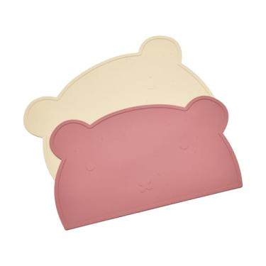 Imagem de Jogo americano de urso de silicone para crianças pequenas (branco e rosa)
