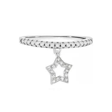 Imagem de Anel de estrela pendente para mulheres, zircônia cúbica de cristal, casamento, compromisso, empilhamento, dedo médio, pingente exclusivo, pendente, ajuste confortável, faixas eternidade, formatura, 7