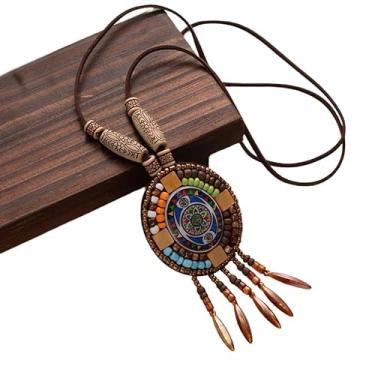 Imagem de Colar Boho longo, estilo étnico, estilo étnico, suéter, corrente, pingentes boêmios, acessórios com pingente com franjas (6)