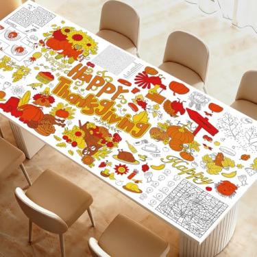 Imagem de Raissily Pôster gigante para colorir de Ação de Graças, 85 x 182 cm, papel jumbo com páginas de banner, toalha de mesa, crianças, adultos, artes, artesanato, suprimentos, brinquedos, jogos, decorações