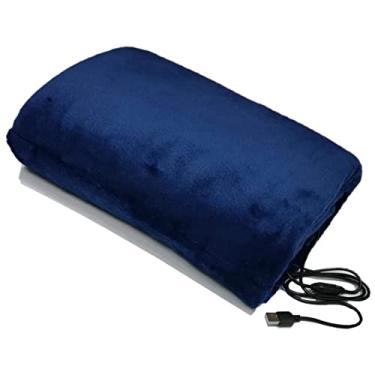 Imagem de Cobertor aquecido por USB, cobertor de aquecimento, macio e confortável para uso ao ar livre, para estádios, piqueniques, viagens, acampamento, caminhada e uso em cadeira de rodas, azul escuro