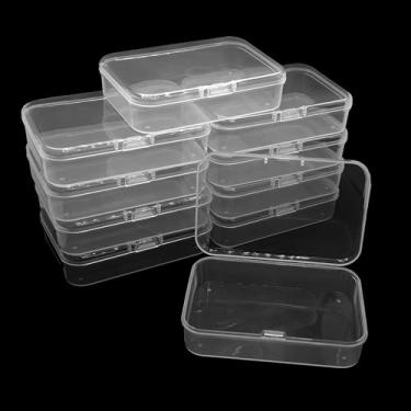 Imagem de AUXBC 10 recipientes de armazenamento transparentes, mini caixas organizadoras de plástico com tampas para artesanato de joias, pequenos estojos retangulares para cartões de visita, peças de jogos