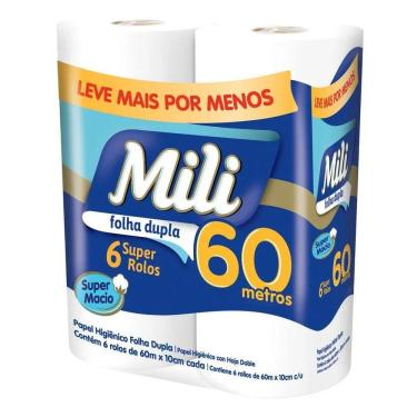 Imagem de 5X Papel Higiênico Mili Folha Dupla 6 Rolos