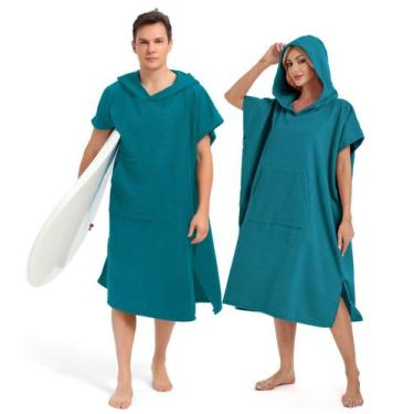 Imagem de Toalha Abahub Surf Poncho com capuz Quick Dry M verde escuro